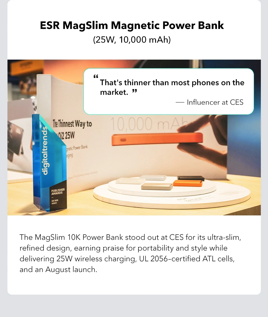 ESR MagSlim Magnetic Power Bank (25W, 10,000 mAh)