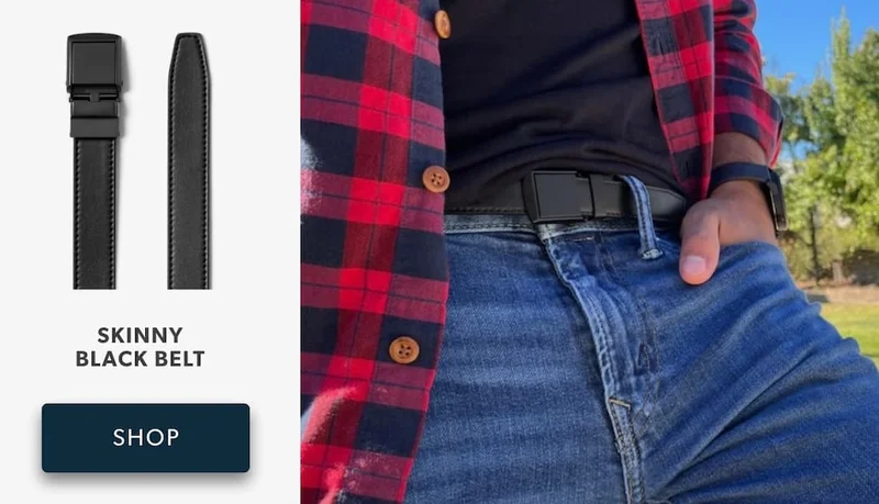 Skinny belts are back in stock in an assortment of colors and buckle options.