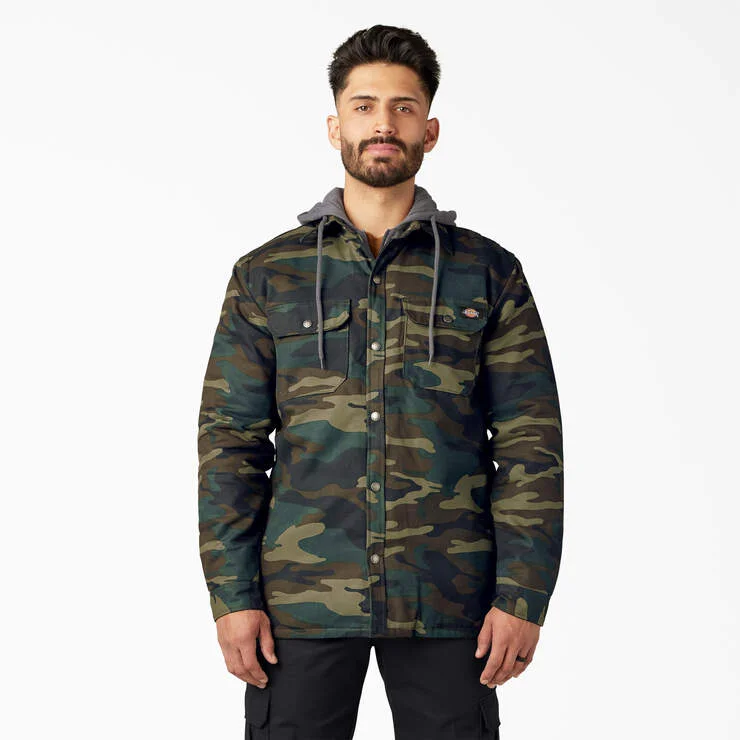 Water Repellent Duck Hooded Shirt Jacket
