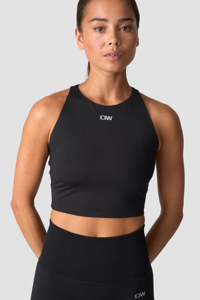 Image of Contrast Cropped Tank Top Black