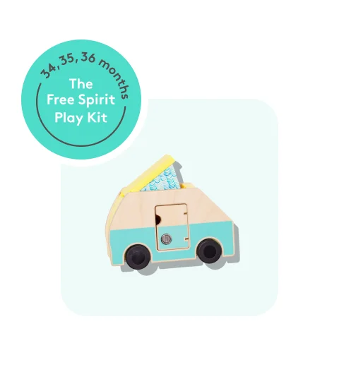 Wooden Camper with Locking Doors | 34, 35, 36 months: The Free Spirit Play Kit