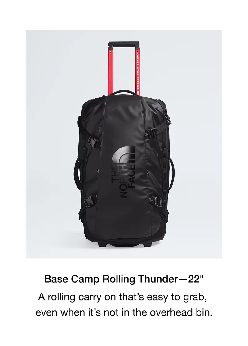 Base Camp Rolling Thunder-22"  A rolling carry on that's easy to grab when it's not in the overhead bin.
