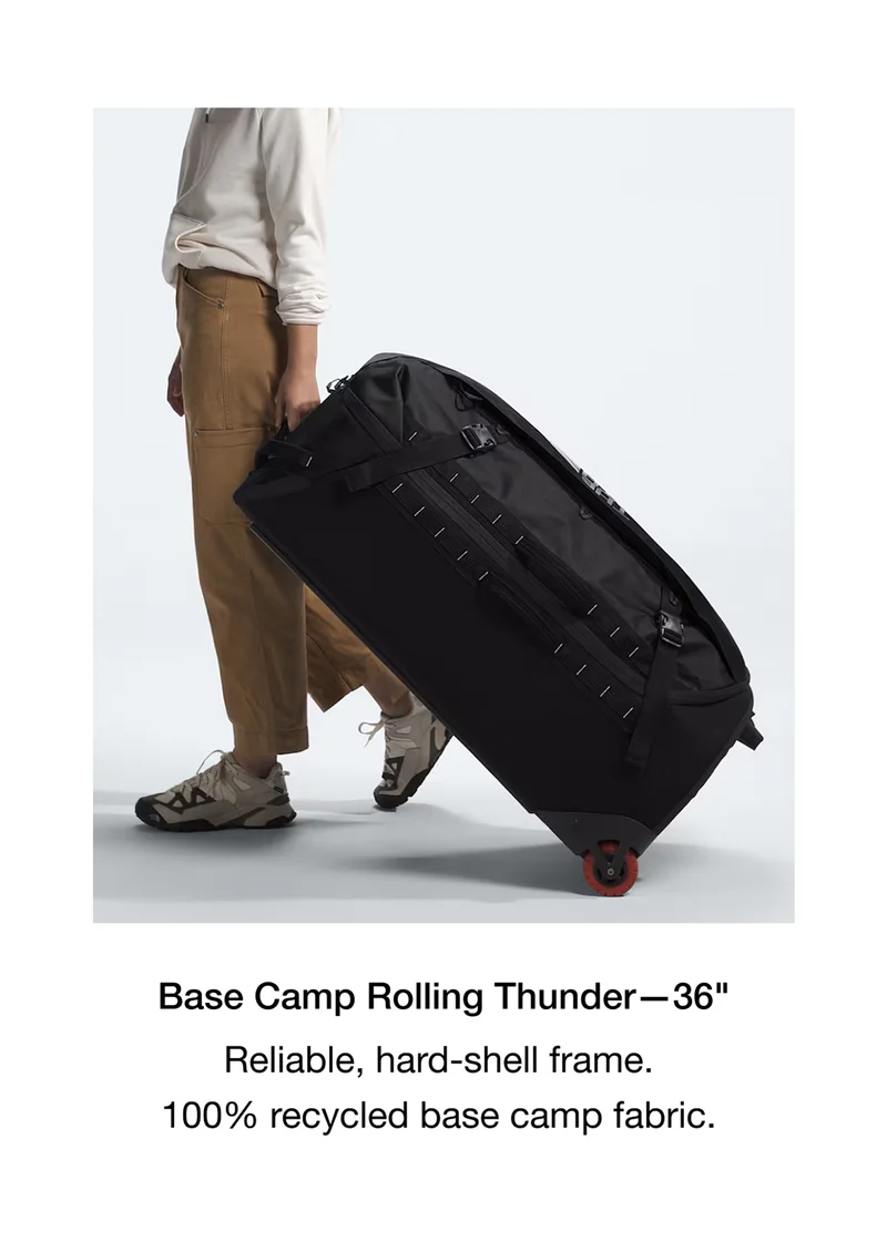 Base Camp Rolling Thunder-36" Reliable, hard-shell frame. 100% recycled base camp fabric.
