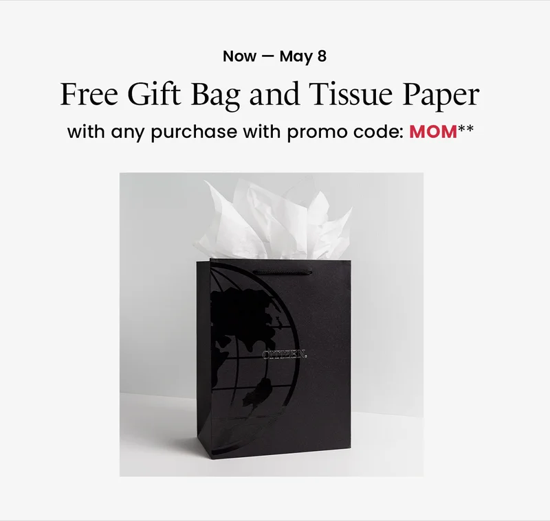 Free Gift Bag + Tissue Paper with any purchase with promo code: MOM**