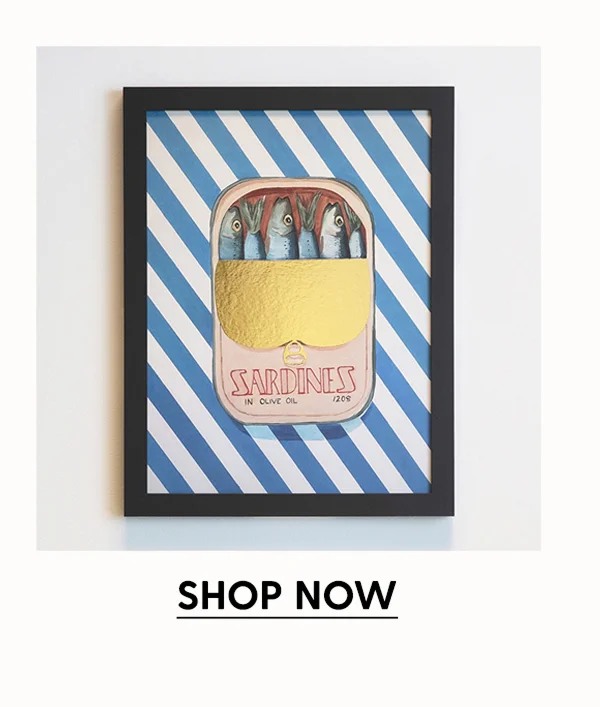 Sardines in Blue Stripes - Limited Edition Foil Art Print
