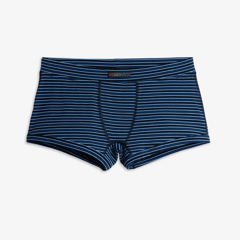 Image of Bamboo Rib Boy Shorts - Ink Blue Stripe