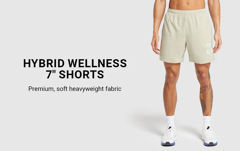 Hybrid Wellness 7'' Shorts - pebble grey. Premium, soft heavyweight fabric.