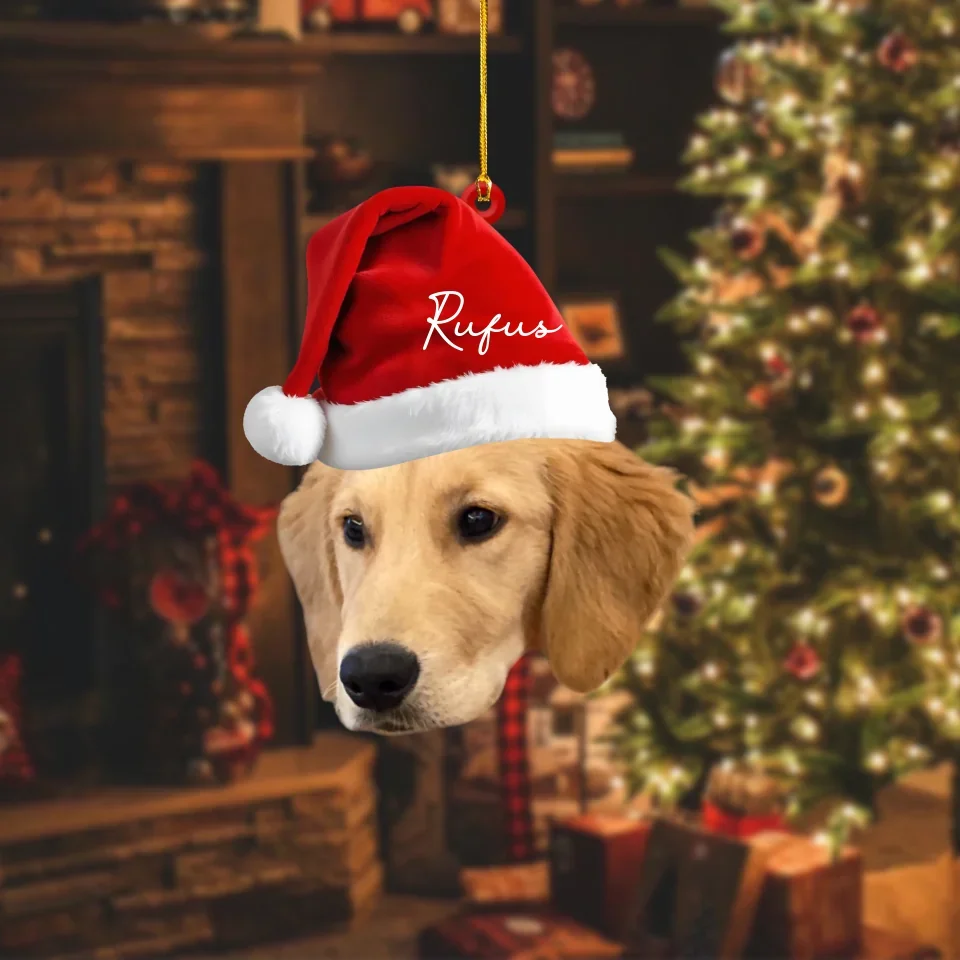 Image of Custom Shape Pet in Santa Hat Ornament