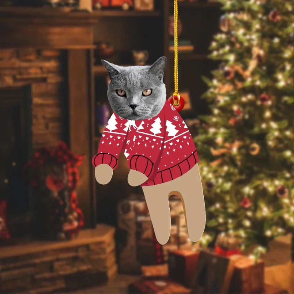 Image of Custom Pet in Sweater Christmas Ornament