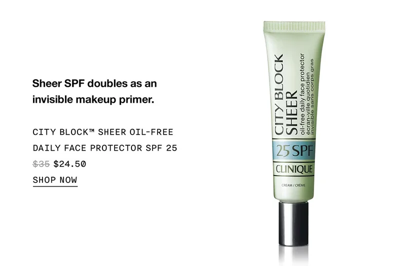 Sheer SPF doubles as an invisible makeup primer. | CITY BLOCK™ SHEER OIL-FREE DAILY FACE PROTECTOR SPF 25 $24.50 | SHOP NOW