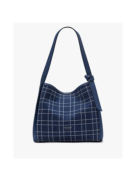 Knott Denim Check Large Shoulder Bag