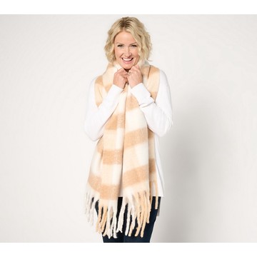 Complliments 68" x 20" Brushed Plaid Blanket Scarf With Fringe