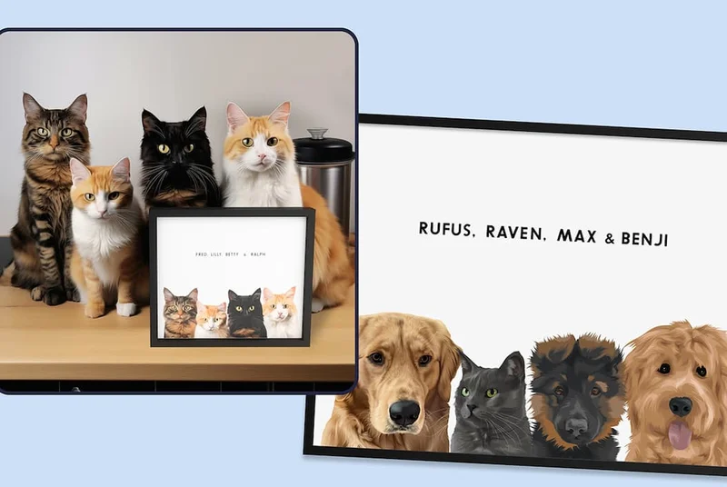 Modern Pet Portrait - Four Pets