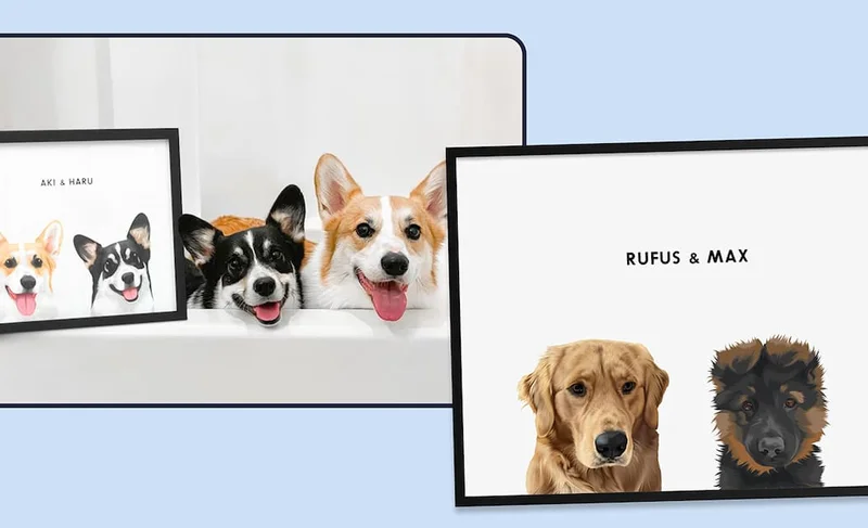 Modern Pet Portrait - Two Pets