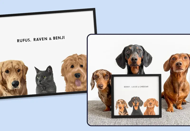 Modern Pet Portrait - Three Pets
