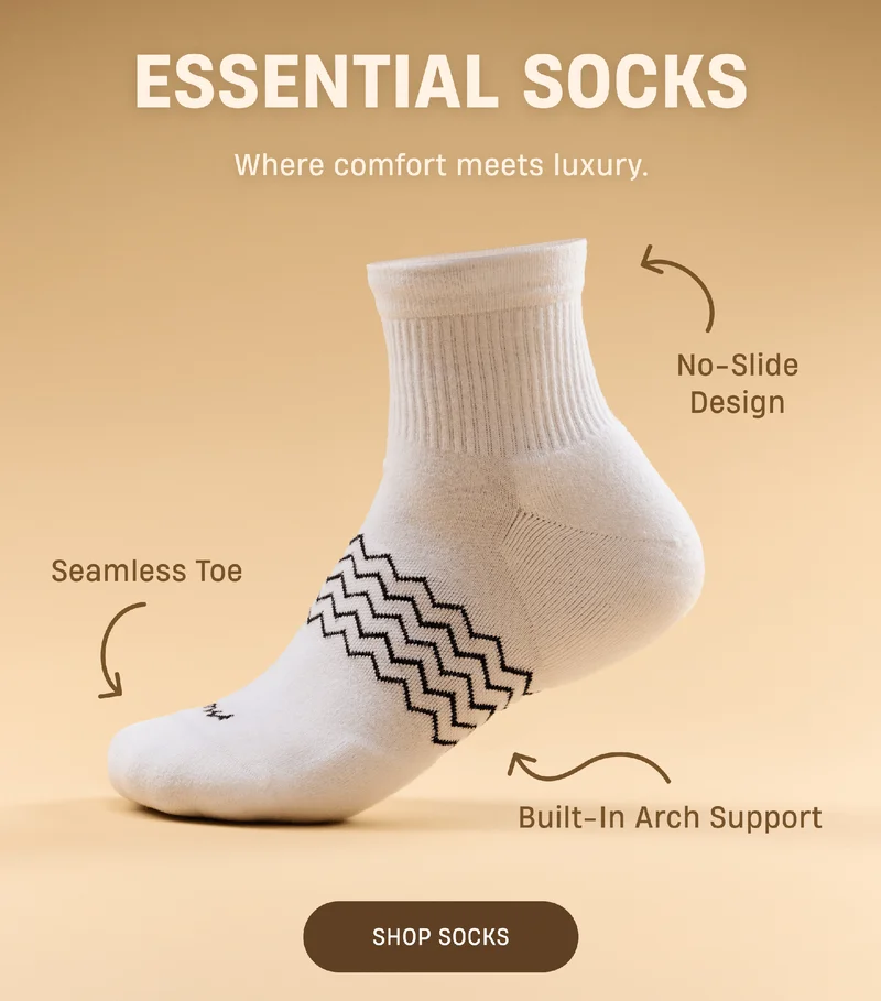 Essential Socks | Where comfort meets luxury. | No-Slide Design, Seamless Toe, Built-In Arch Support | Shop Socks