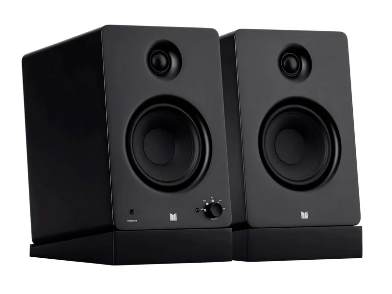 Monolith by Monoprice MM-5 Powered Multimedia Speakers with Bluetooth with Qualcomm aptX HD Audio, USB DAC, Optical Inputs, Subwoofer Output and Remote Control (Pair), Black