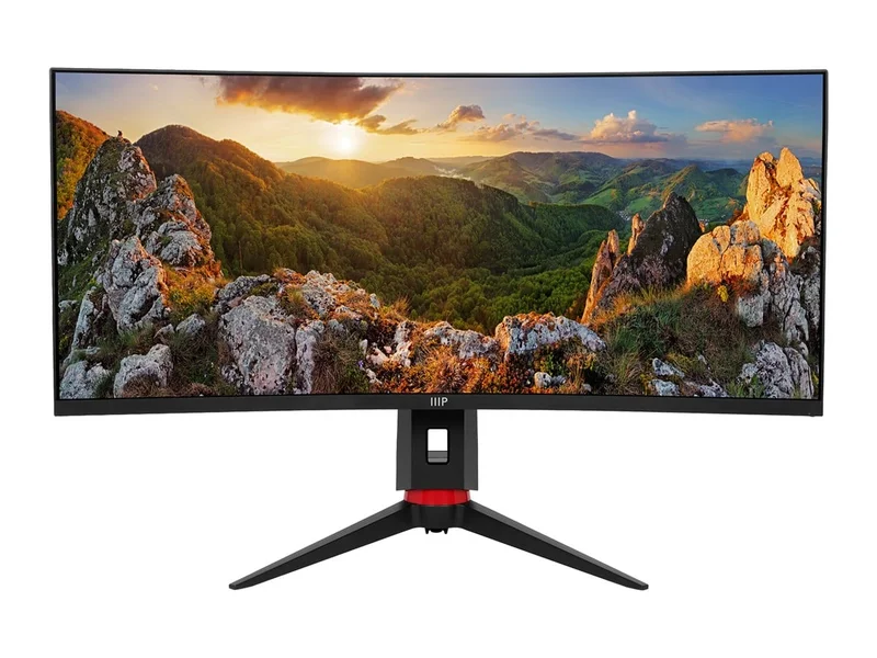 Monoprice 34in CrystalPro Curved 1000r VA Panel 3440x1440 WQHD 2ms 165Hz 65W USB-C Height Adjustable Stand