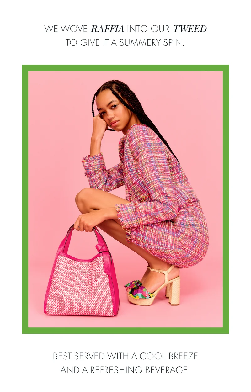 We wove raffia into our Tweed to give it a summery spin.