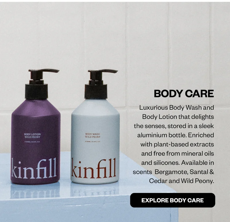 Luxurious Body Wash and Body Lotion that delights the senses, stored in a sleek aluminium bottle. Enriched with plant-based extracts and free from mineral oils and silicones. Available in scents&nbsp; Bergamote, Santal & Cedar and Wild Peony.