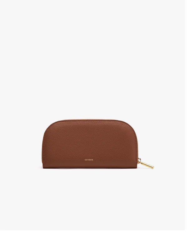 Curved Zip Wallet Dark Chestnut