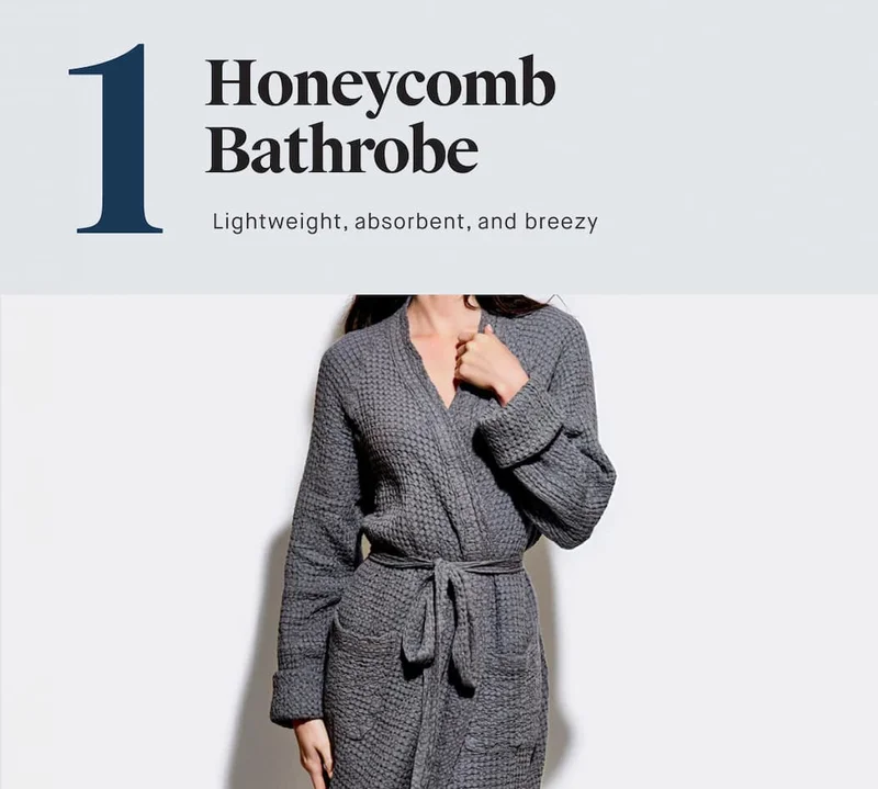 Honeycomb Bathrobe Lightweight, absorbent, and breezy.