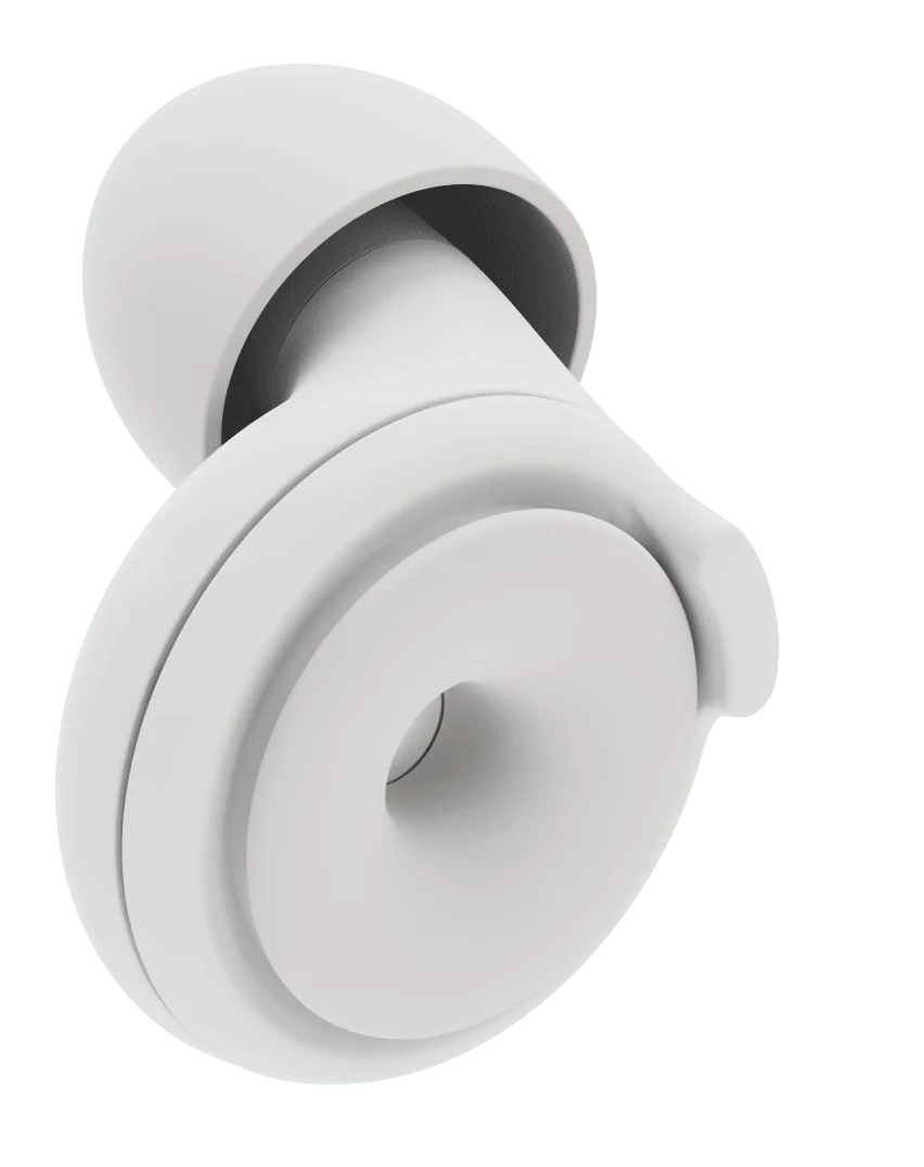 A Loop Switch earplug in White.