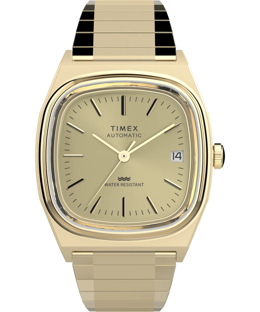 Image of Timex® Automatic 1983 E-Line 34mm Gold Tone Expansion Band Watch