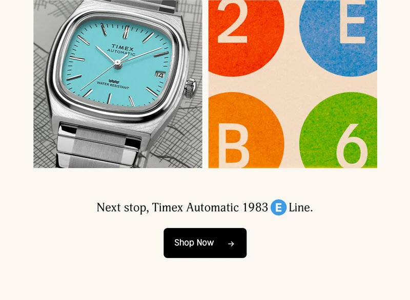 Next stop, Timex Automatic 1983 E Line. | Shop Now