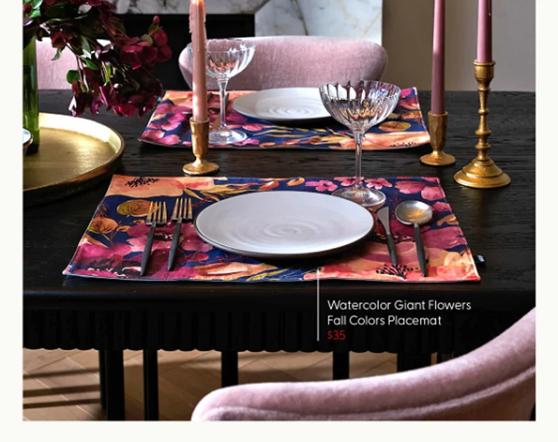 Watercolor Giant flowers fall colors Placemat