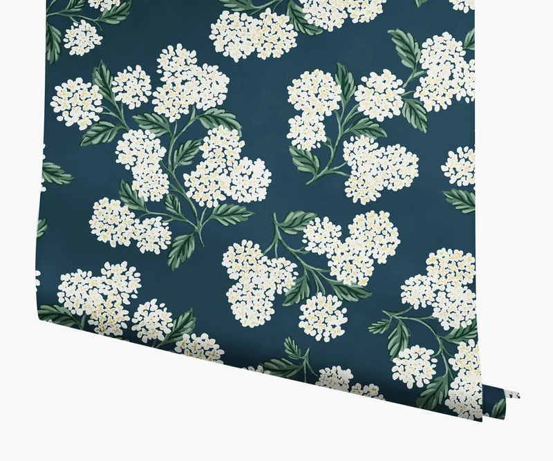 Image of Hydrangea Wallpaper - Teal