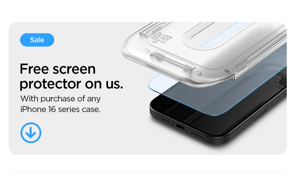 SALE: Free screen protector on us. With purchase of any iPhone 16 series case.