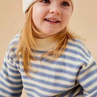 Striped High Neck Knitted Sweater