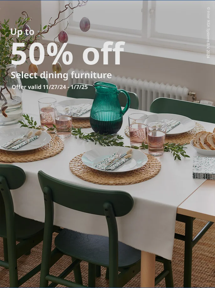 Up to 50% off select dining furniture