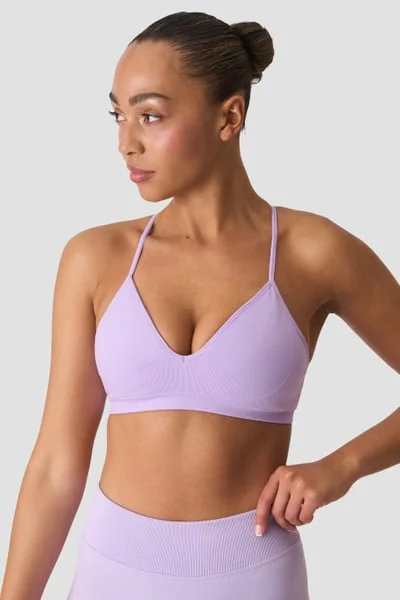 Image of Smooth Seamless Strappy Sports Bra Pastel Lilac