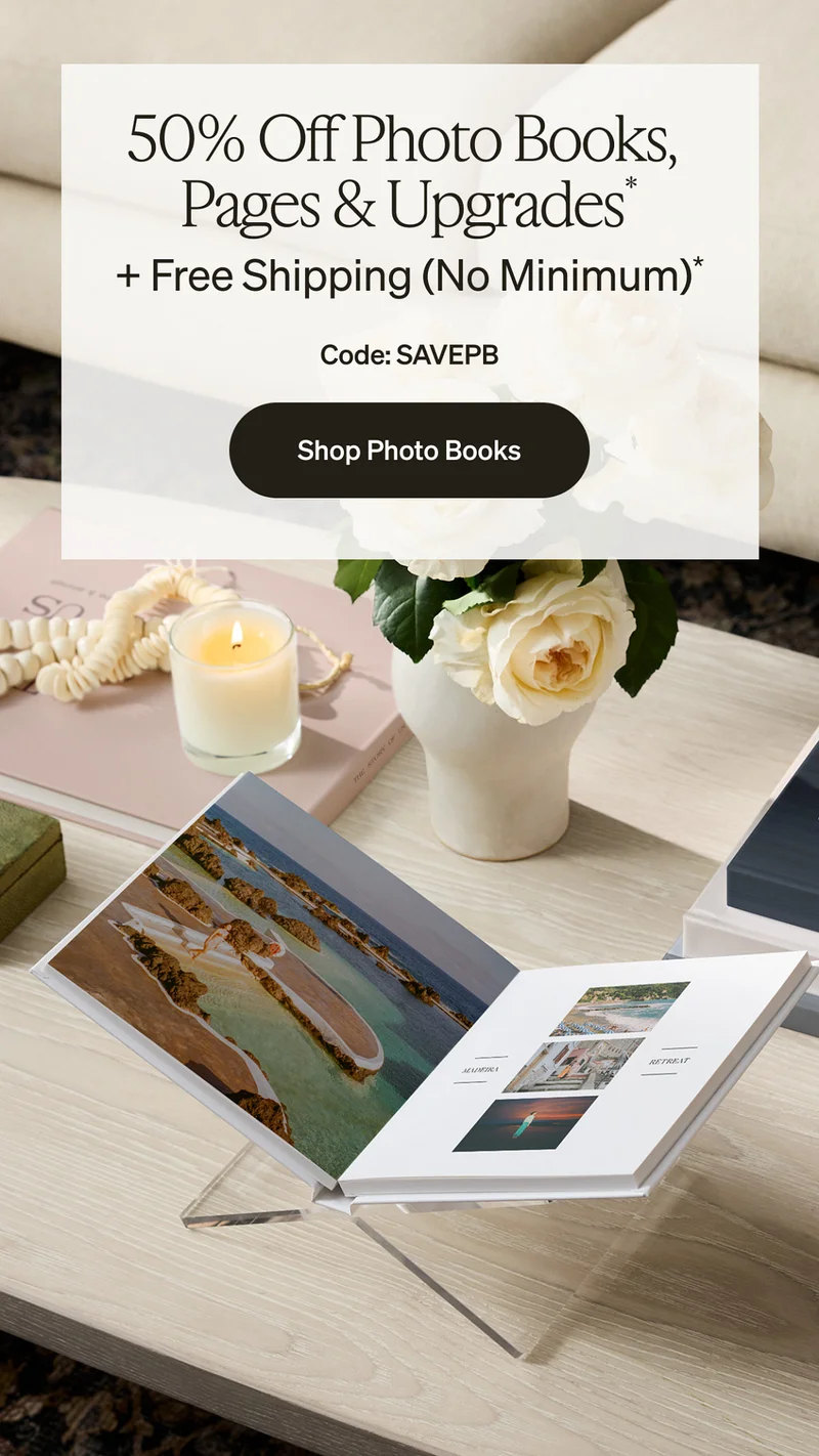 50% Off Photo Books, Pages & Upgrades + Free Shipping (No Minimum)