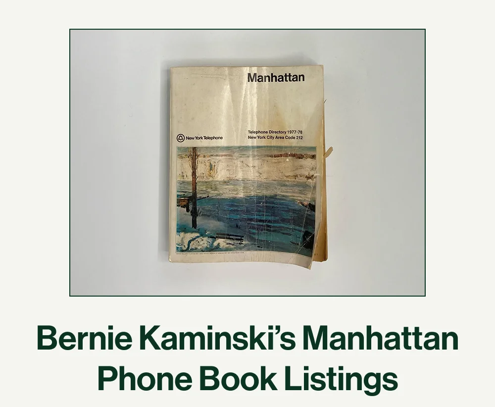 Bernie Kaminski’s Manhattan Phone Book Listings