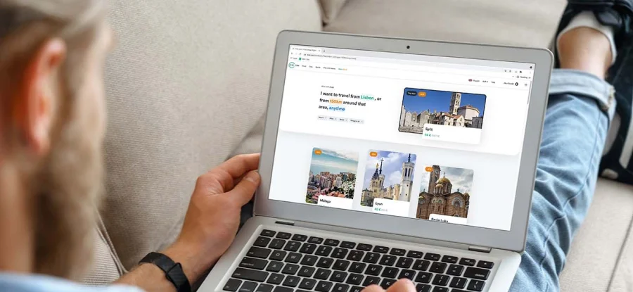 Man searching on a laptop