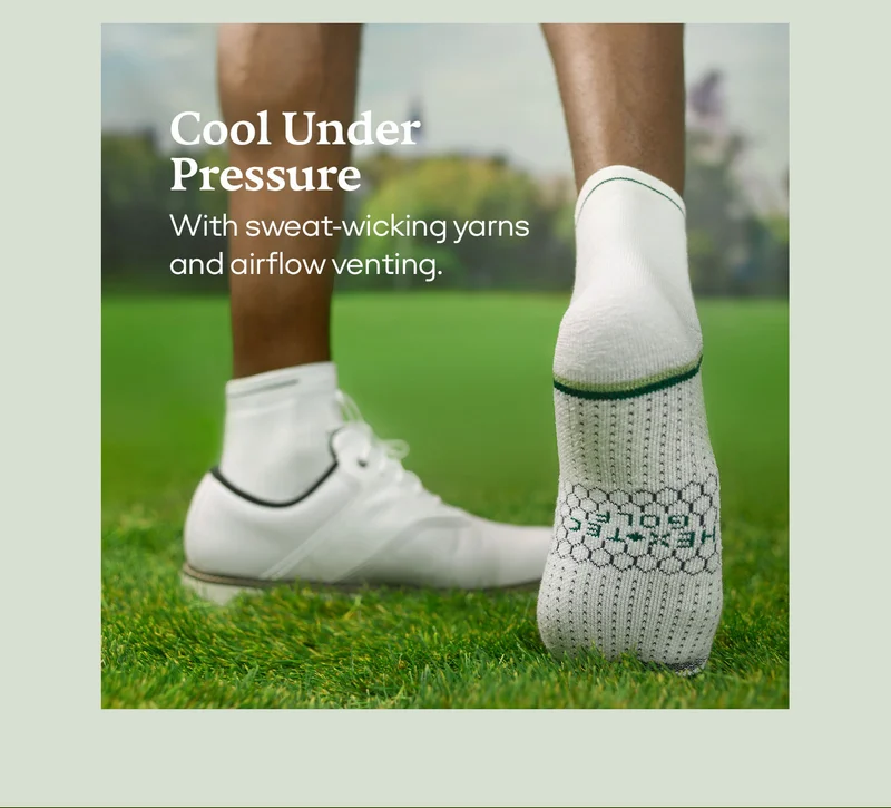 Cool Under Pressure. With sweat-wicking yarns and airflow venting.