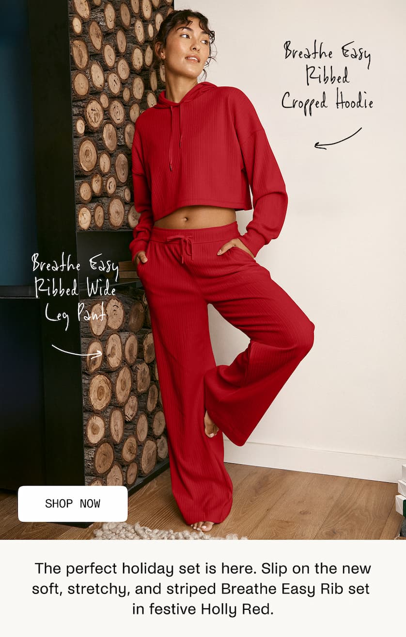 Breathe Easy Ribbed Pant in Holly Red