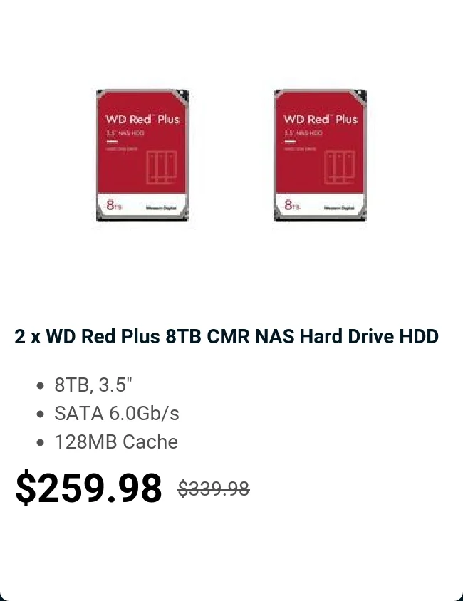 2 x WD Red Plus 8TB CMR NAS Hard Drive HDD