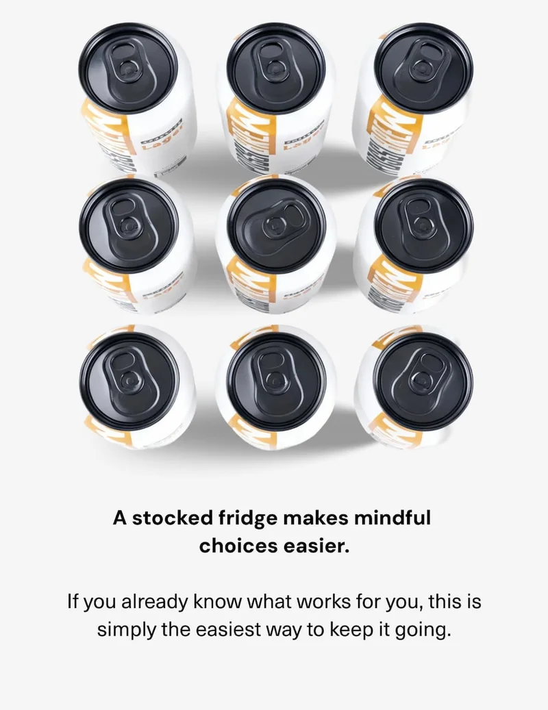 A stocked fridge makes mindful choices easier.   If you already know what works for you, this is simply the easiest way to keep it going.