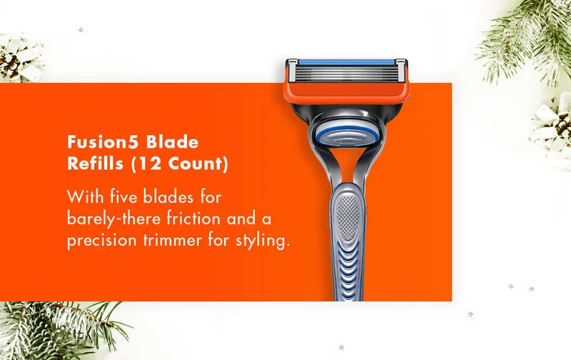 Fusion5 Blade Refills (12 Count) - With five blades for barely-there friction and a precision trimmer for styling.