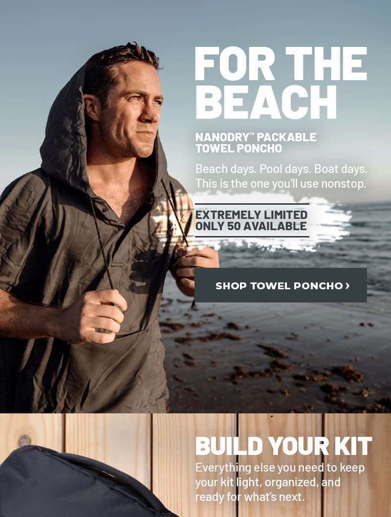 For the Beach. Nanodry Packable Towel Poncho
