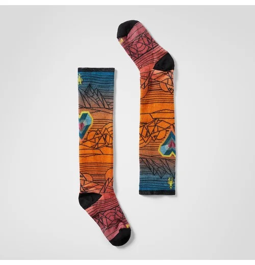 Junior Ski Geo Peaks Print Over The Calf Socks