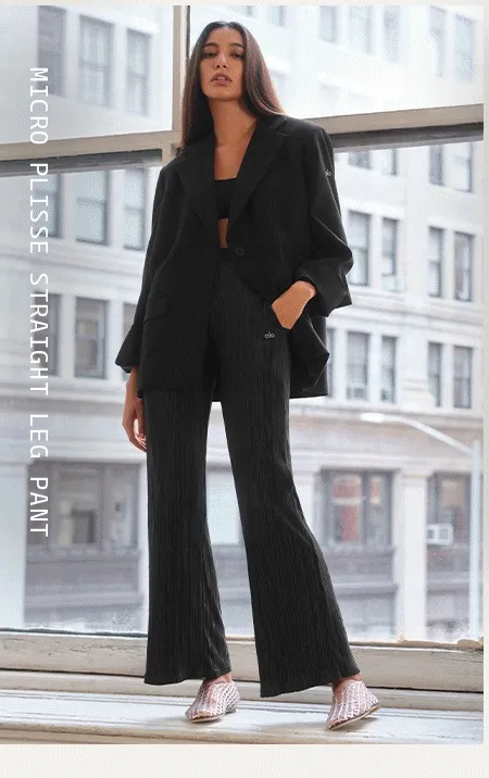 Micro Plisse Straight Leg Pant