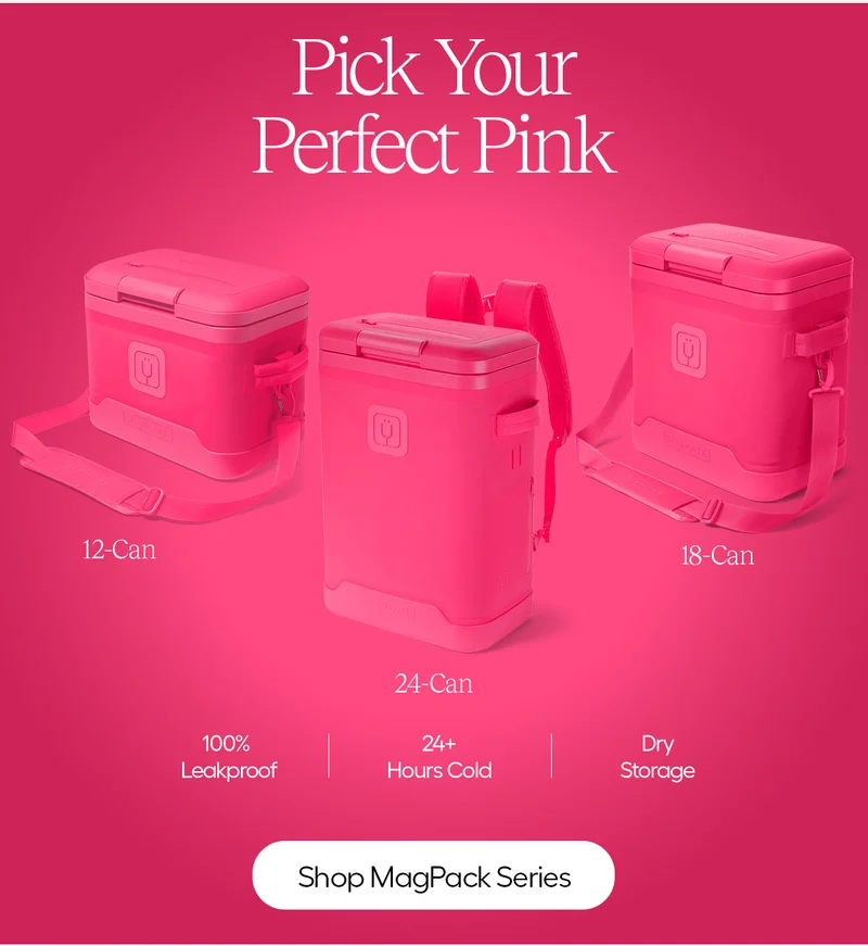 Pick Your Perfect Pink. 100% Leakproof | 24+ Hours Cold | Dry Storage - Shop MagPack Series