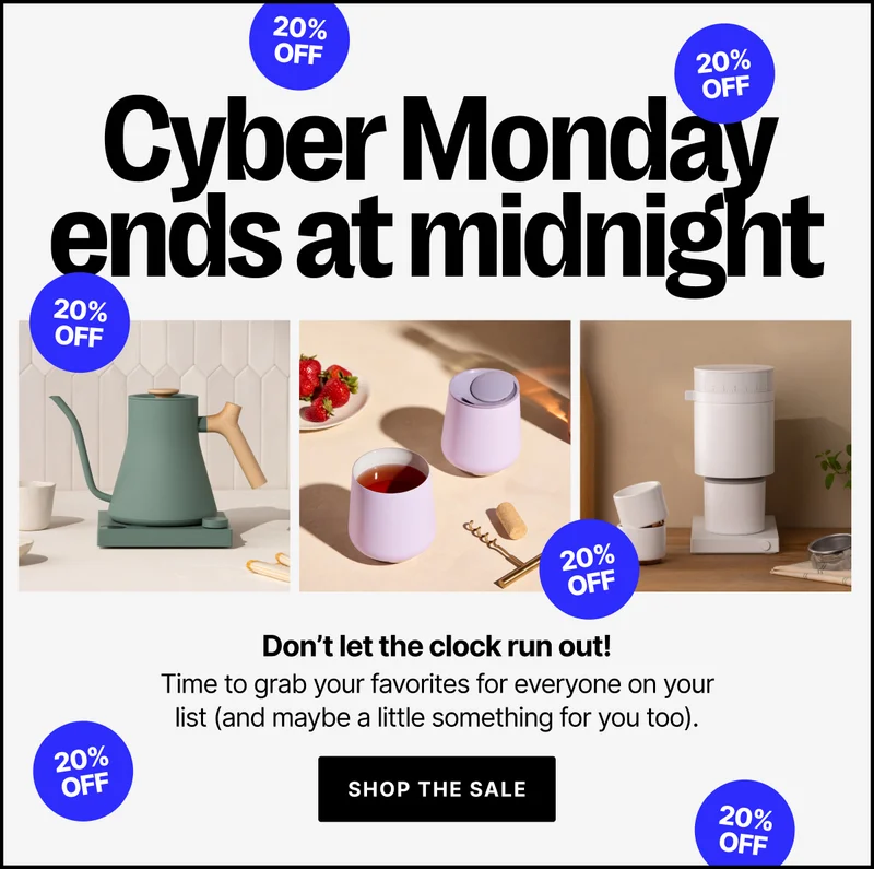 Cyber Monday ends at Midnight! Don't let the clock run out! Time to grab your favorites for everyone on your list and maybe a little something for you too. Shop the sale!