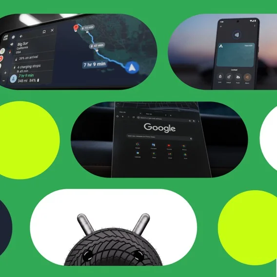 Collage of devices and automotive parts