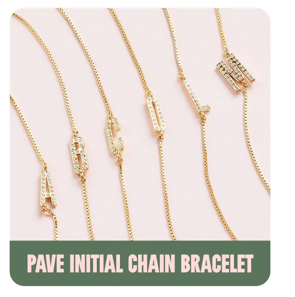 Pave Initial Chain Bracelet